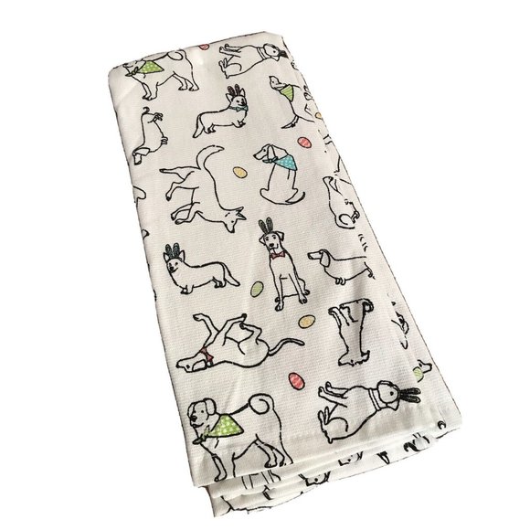 Dogs as Bunny Rabbits Kitchen Towels Set Easter Spring Garden New Isaac Mizrahi - Picture 2 of 8